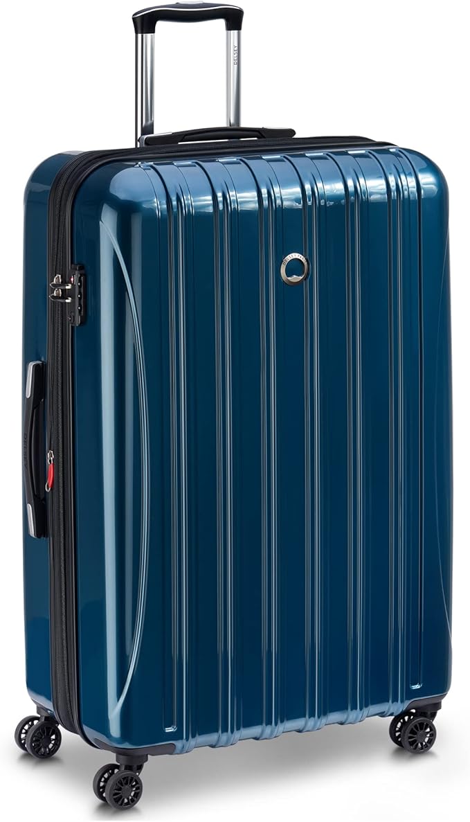 DELSEY PARIS Helium Aero Hardside Expandable Luggage with Spinner Wheels, Teal, Checked-Large 28 Inch