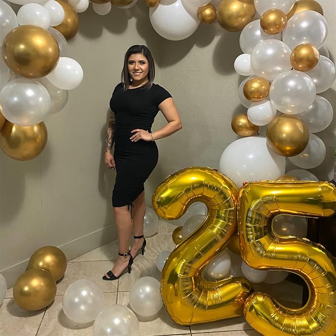 Gold Number 50 Birthday Balloons, 40 Inch Large Mylar Foil Number 5 and 0 Balloons for Women, 50th Birthday Balloons Gold for 50 Year Old Men Anniversary Birthday Party Decorations Supplies