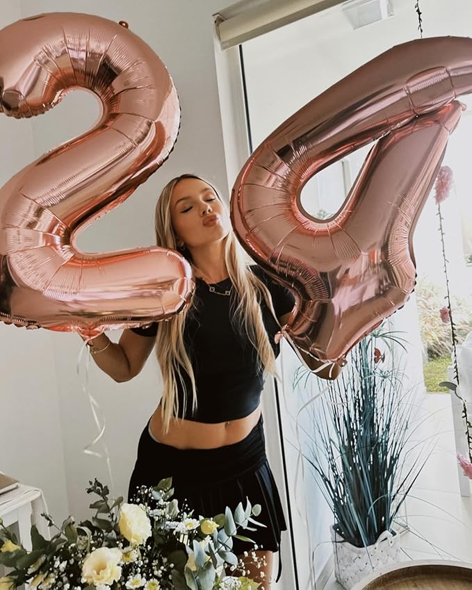 Rose Gold Number 6 Balloon 40 Inch, 6 Balloon Number, 6th Birthday Decorations, Rose Gold Party Supplies for Boys Girls