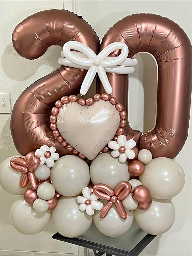 Number 5 Balloon 40 Inch, Foil Balloons for Boys And Girls, Coffee Brown Numbers Balloon for 5, 15, 25, 50 Birthday Party Decoration, Anniversary, Wedding, Single Supplies