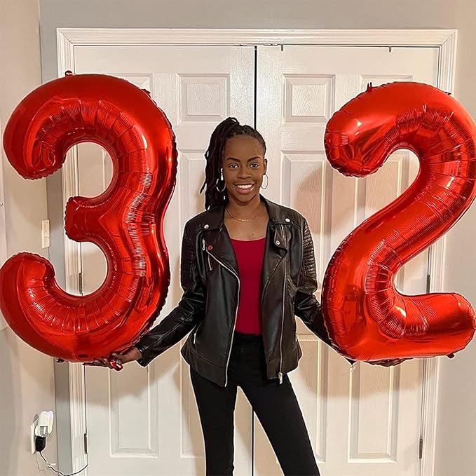 12th Birthday Balloons for Boys Girls, 40 Red Foil Number 12 Balloons with Confetti Latex Helium Balloons, Red Birthday Party Balloons Numbers 1 and 2 for Women Men 12th 21st Anniversary Decorations