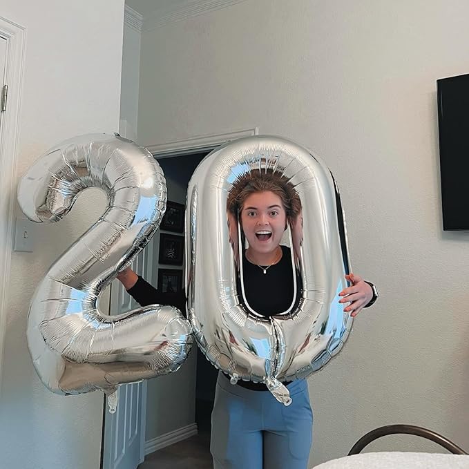 Silver Number 0 Balloon 40 Inch, 0 Balloon Numberfor 10th 20th 30th 40th 50th 60th Birthday Decorations, Silver Party Supplies for Men Women