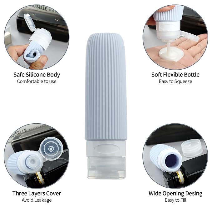 Mrsdry 16 Pack Travel Bottles Set, TSA Approved Leak Proof Silicone Squeezable Containers for Toiletries, Refillable Travel Accessories for Conditioner, Shampoo, Lotion & Body Wash Accessories
