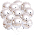 KatchOn, Huge Metallic Silver Balloons - 22 Inch, Pack of 12 | 4D Round Mylar Balloons for Silver Party Decorations, Birthday Party, Graduation Decorations 2026, Wedding, Engagement