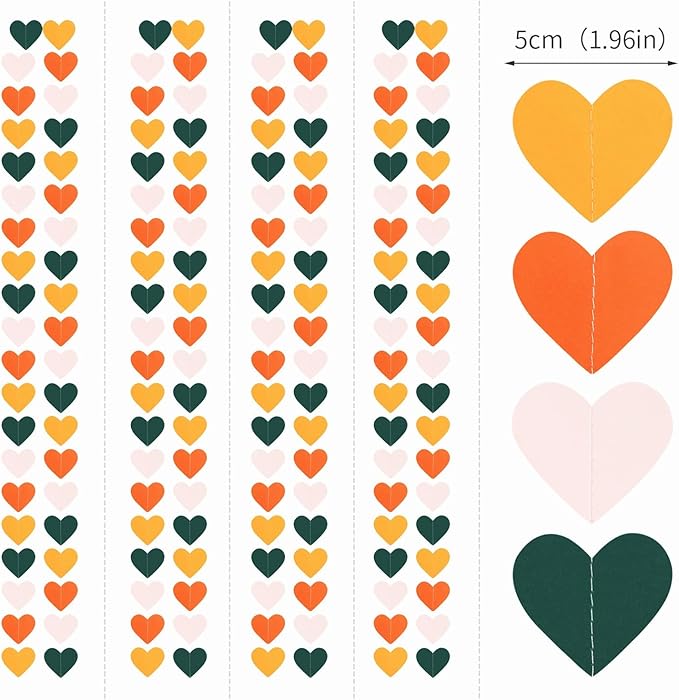 Pink Green Orange Party-Decorations Heart-Garland - 52ft Little Cutie Baby Shower Hanging Decoration Streamers Banner,Wedding Bridal Shower Birthday Spring Summer Fall Autumn Decor Panduola