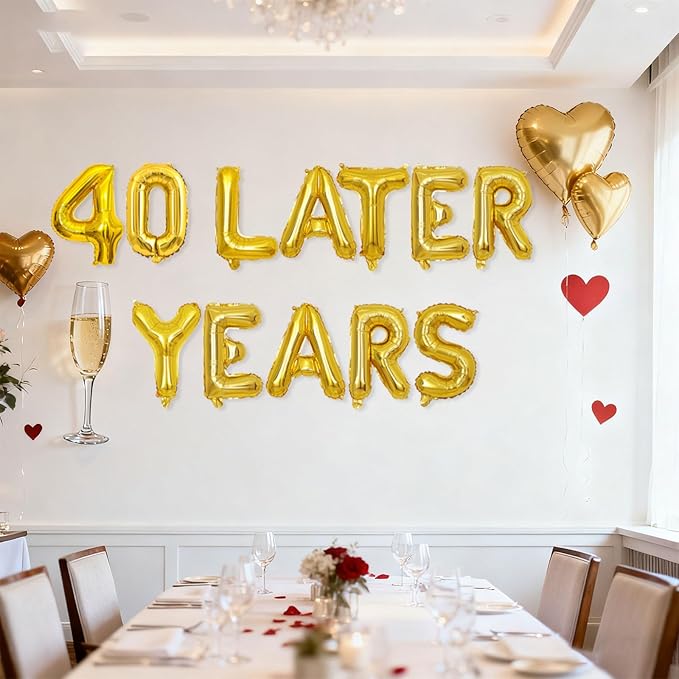 Gold 40 Years Later Letter Balloons 16in Balloon Foil Letter Decorations Party Decor Gold Letter Balloons 40 Years Later Party Supplies