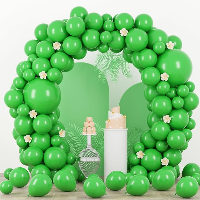 90pack Green Balloons Different Size 18/12/10/5 Inch Green Balloon Garland Arch Kit for Graduation, St. Patrick's Day, Dinosaur, Jungle, Forest, Wedding, Birthday, Christmas Decorations