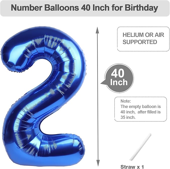 12 Number Balloons, Dark Blue Balloons for Man Woman 12th Birthday Decoration, Foil Number Ballon for 12, 21 Anniversary, Bridal Shower, Graduation, Halloween, Christmas, New Year