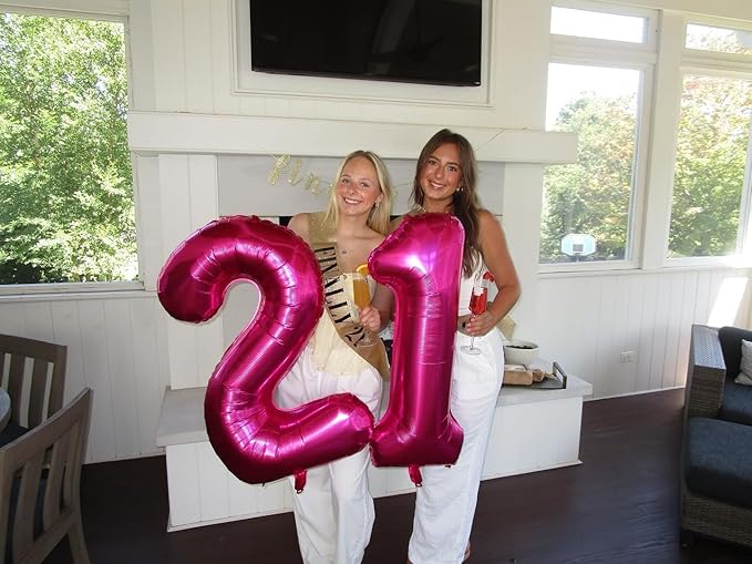 Hot Pink Number 19 Balloons 40 inch, 19 Number Balloons, 19th Birthday Decorations, 19 Year Old Women Hot Pink Party Supplies