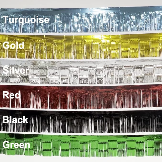 3 Pack Total 30 Feet Green Foil Fringe Garland Metallic Wall Hanging Drapes Tassel Skirting Tinsel Streamers Decorations for Parade Float Trailer Mardi Gras Party Birthday St. Patrick's Day