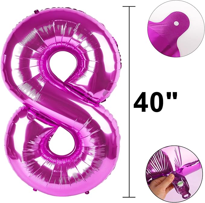 40 Inch Large 80 Balloon Numbers Rose Purple Big Foil Number Balloons Giant Helium Happy Birthday Party Decorations for Man and Women, Huge Mylar Anniversary Party Supplies
