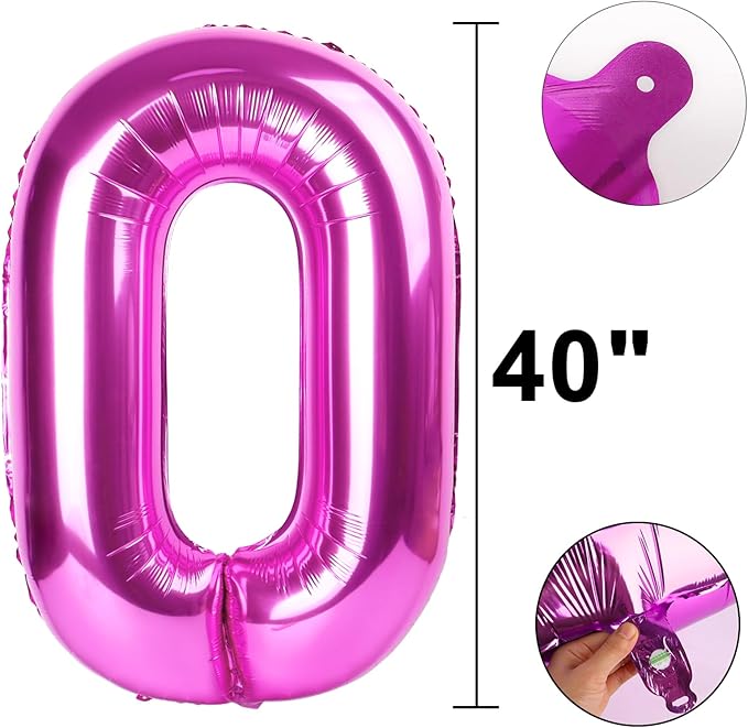 40 Inch Large 80 Balloon Numbers Rose Purple Big Foil Number Balloons Giant Helium Happy Birthday Party Decorations for Man and Women, Huge Mylar Anniversary Party Supplies