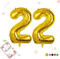 Smlpuame 40 inch Number Balloon 0-9 Gold Large Number 22 Balloons,Digital Balloons for Birthday Party Celebration Decorations Supplies, Helium Foil Number Balloons for Wedding Anniversary