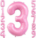 Pastel Pink 3 Balloon, Light Pink 3 Balloons Number,40 Inch Helium Foil Mylar Number 3 Balloon for Birthday Party