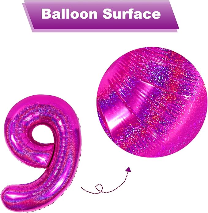 Laser Hot Pink Number Balloon 40 Inch, 0 Number Balloons, 10 20 30 40 50 Numbers Balloon Birthday Decorations, Party Supplies for Women