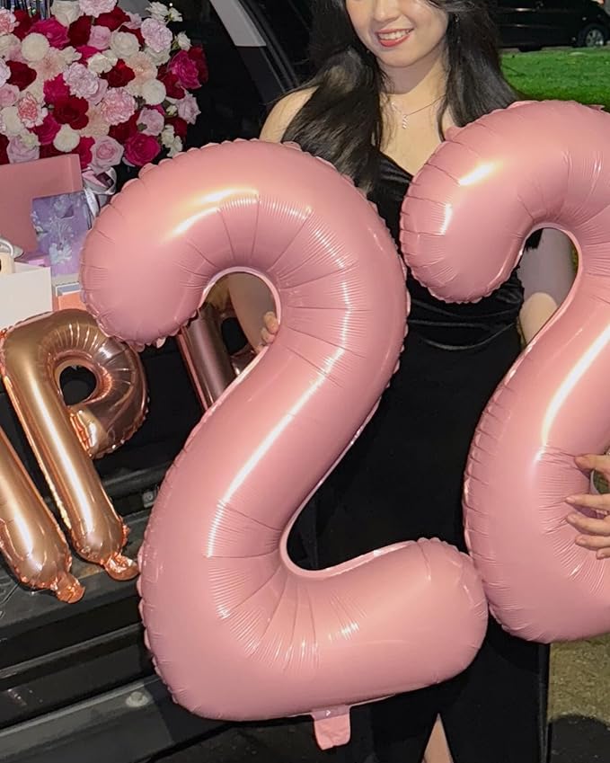 10 Balloon Number, Pearlescent Pink Number 10th Birthday Balloons 40 Inch, 10 Years Old Pearlescent Pink Birthday Decorations for Boys Girls, 10th Anniversary Decorations