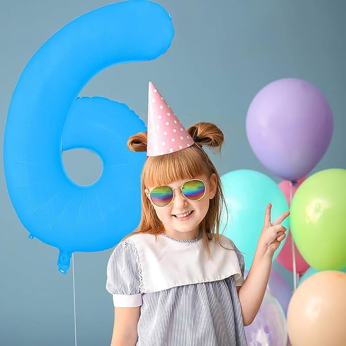 Fluorescent Blue Number Balloon 40 inch Giant Foil Helium Balloons Blue Number 2 Balloon for 2nd Birthday Party Decorations