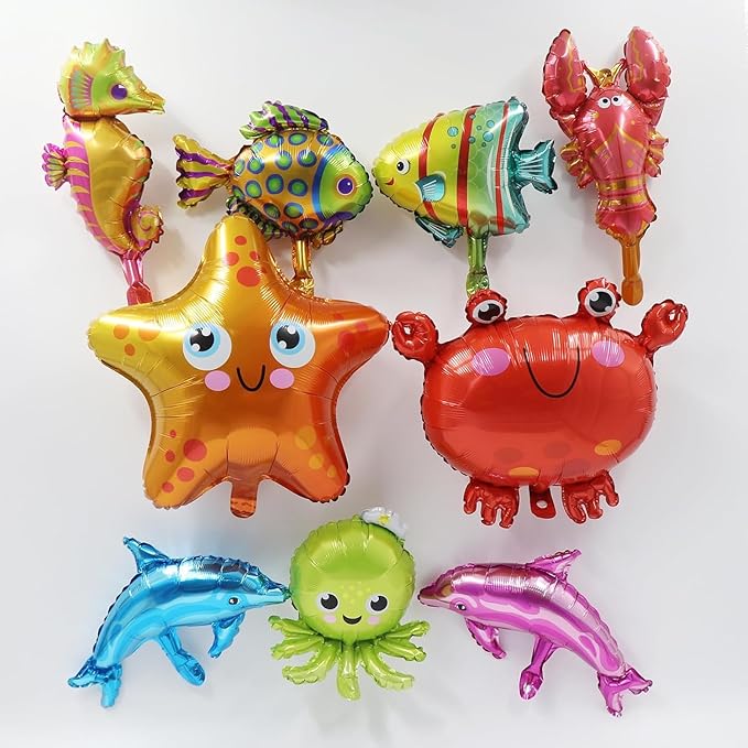 2 Packs Ocean Themed Party Decorations 330pcs Blue Balloon Arch Garland Kit Bubble Balloons Marine Animals Fish Balloons for Nemo Dory Luca Birthday Under The Sea Decorations Shark Party
