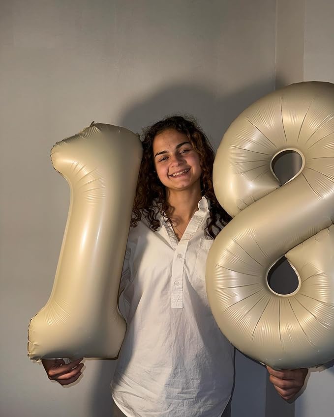 Cream Number 4 Balloon 40 Inch, 4 Balloon Number, 4th Birthday Decorations, Cream Party Supplies for Boys Girls