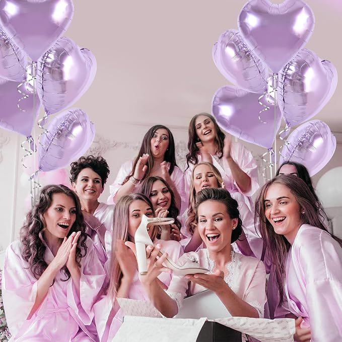 TONIFUL 30Pcs 18 Inch Purple Heart Balloons Purple Heart Shape Foil Mylar Balloons Decoration for Birthday Valentine's Day Wedding Bridal Shower Anniversary Engagement Party Supplies