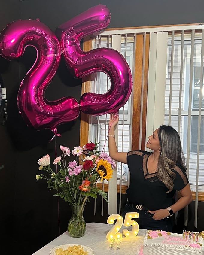 Hot Pink 5 Balloon, Number Balloons 40 Inch, 5th Birthday Balloon Decorations, Hot Pink Party Supplies, 5 Number Balloons, Number 5 Balloon