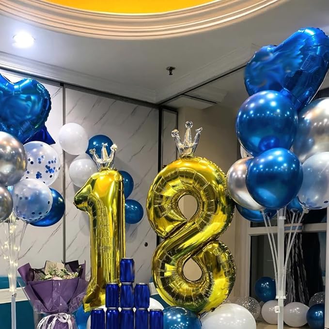 Gold Number 0 Balloon with Crown, 40 inch Gold Number Balloon 0th Birthday Party Decoration Gold Crown Balloons 0-9 for Birthday Party Anniversary Decorations Supplies