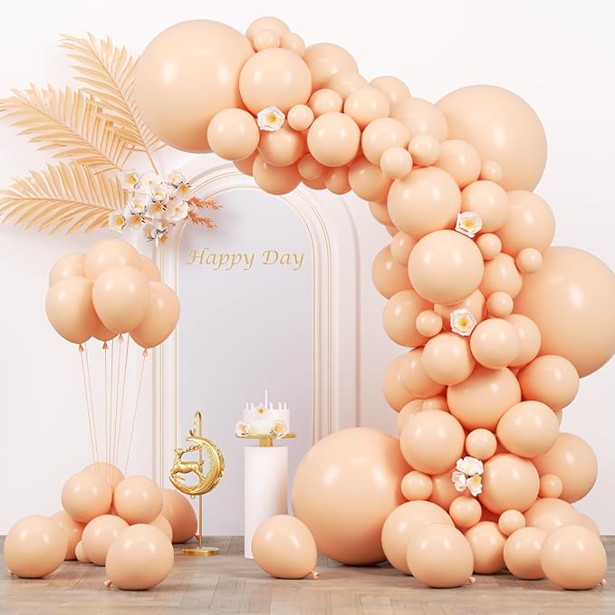130pcs Pastel Orange Balloons Different Sizes 18" 12" 10" 5" Peach Latex Balloon Garland Arch Kit for Birthday Baby Shower Graduation Wedding Gender Reveal Party Decorations