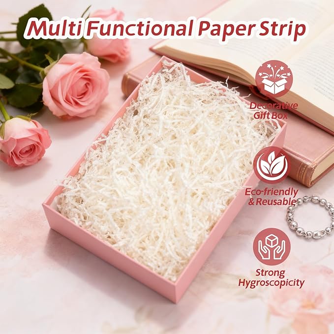 Ehpiern Crinkle Paper Filler, 1LB Crinkle Cut Shredded Paper Gift Boxers Filler Stuffing Decoration for Valentine's Day Holiday Party Birthday Wedding & Anniversaries (White)