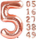 Rose Gold 40 Inch Large Number 5 Birthday Balloon, 2025 Five 5th 15 25 35 50 55 Birthday Celebration Decorations, Rose Gold Foil 5 Mylar Helium Balloons Girl Boy Anniversary Party Supplies