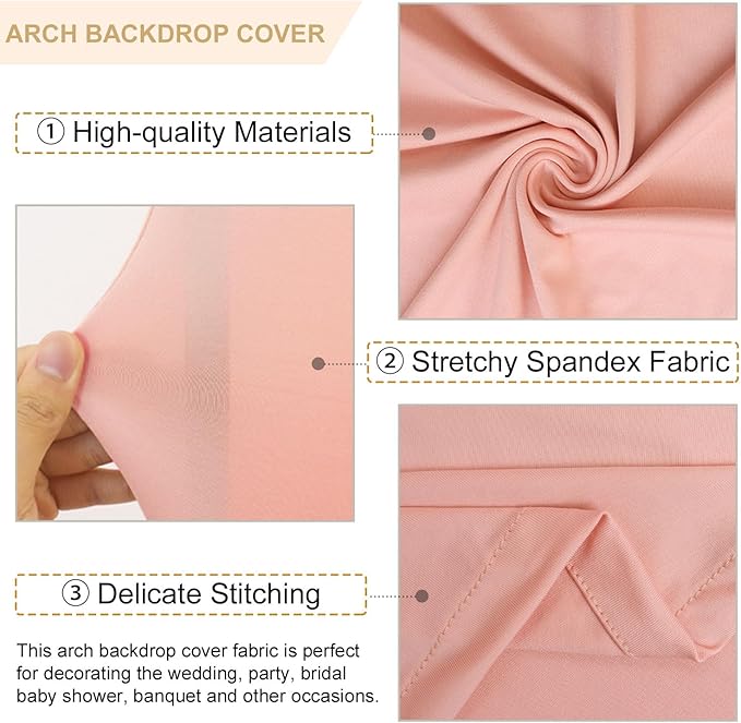 Wedding Arch Cover Dusty Rose 5FT 6FT 7FT Arch Backdrop Cover Set of 3 Spandex Arch Stand Cover Round Top Arch Backdrop Covers Chiara Arched Cover for Bridal Shower Banquet Party Decorations