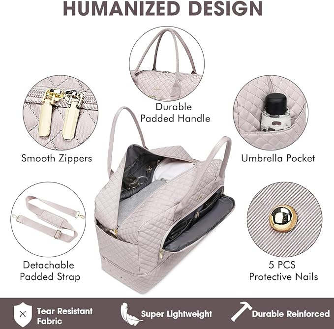 Travel Duffel Bags for Women with Shoe Compartment, Weekender Overnight Bag with Wet Pocket & Toiletry Bag, Carry On Personal Item Bag, Travel Tote Gym Bag, Hospital Bags for Labor and Delivery