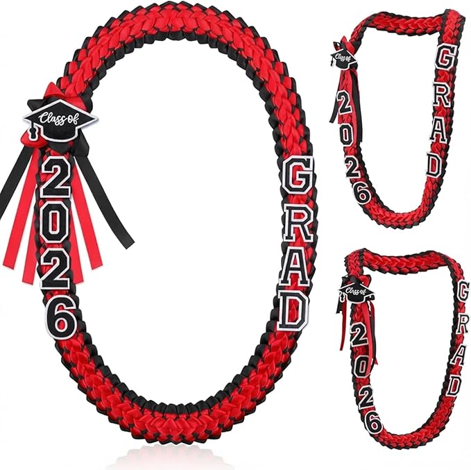 Hotop 2026 Graduation Leis Class of 2026 Grad Ribbon Money Lei Handmade Double Braided Necklace for Graduation Gifts Supplies