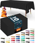 Pureegg Plastic Table Cloth Disposable 10 Pack, 54 x 156 Inch Table Cloths, Halloween Party Decorations, Summerween Decor, Halloween Tablecloths, Rectangle, Plastic Cover, Leakproof & Sturdy, Black