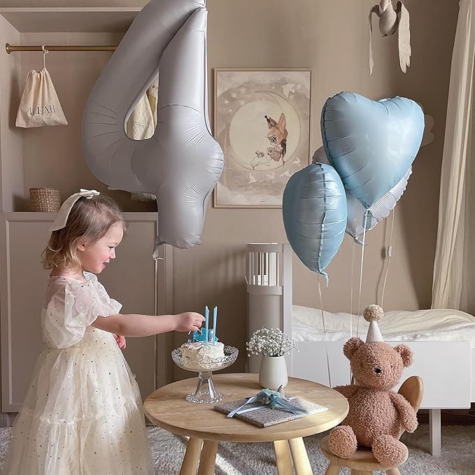 Baby Blue Heart Balloon, 10PCS Blue Foil Heart Balloons, 18inch Pastel Blue Heart Shape Balloons Helium Birthday Party Decorations for Boys Girls Brithday Party, Valentines Day, Wedding, Anniversary