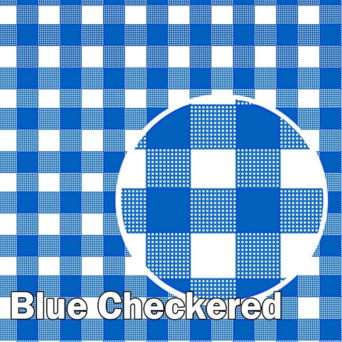 Yancorp 2 Pack Plastic Blue and White Checkered Tablecloths 54 x 108 Inch Picnic Table Covers Disposable Table Covers for Rectangle