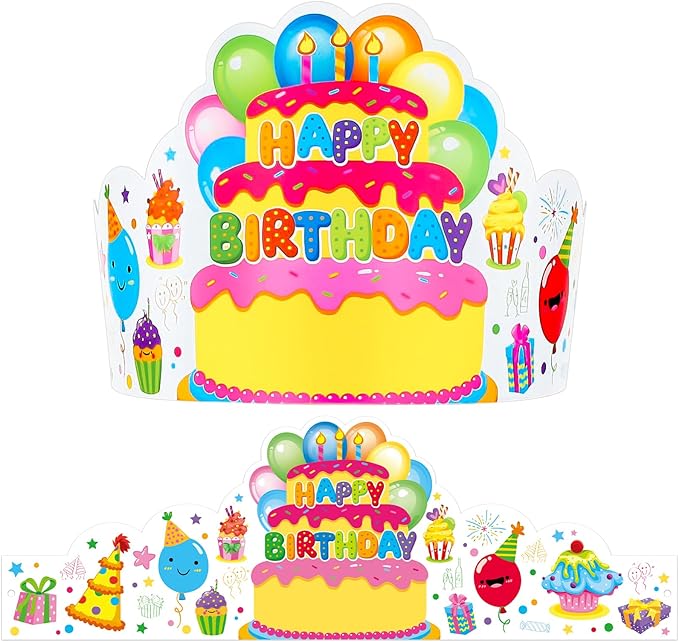 Pack of 36 Birthday Crowns for Kids - Colorful Paper Party Hats for Students Classroom School VBS Party Supplies