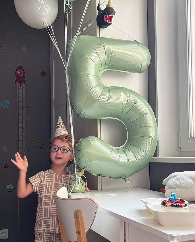 Sage Green Number 9 Balloon 40 Inch, 9 Balloon Number, 9th Birthday Decorations, Oliver Green Party Supplies for Boys Girls
