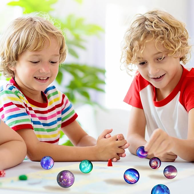 Ayfjovs 24 Pack Galaxy Bouncy Balls -32mm Rubber Balls Bulk Toys with Vibrant Aurora Colors and Great Elasticity - Perfect for Party Favors, Easter Basket Stuffers Classroom Prizes, and Pet Play