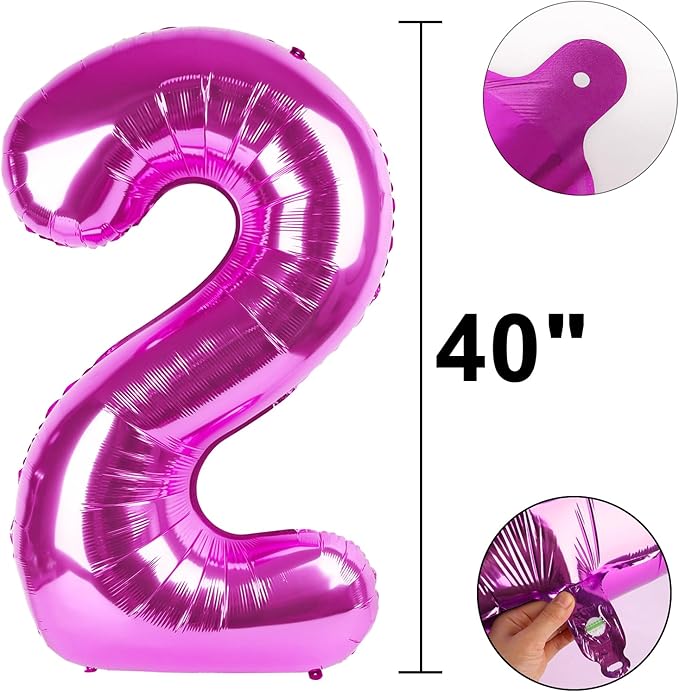 40 Inch Large 21 Balloon Numbers Rose Purple Big Foil Number Balloons Giant Helium Happy Birthday Party Decorations for Man and Women, Huge Mylar Anniversary Party Supplies