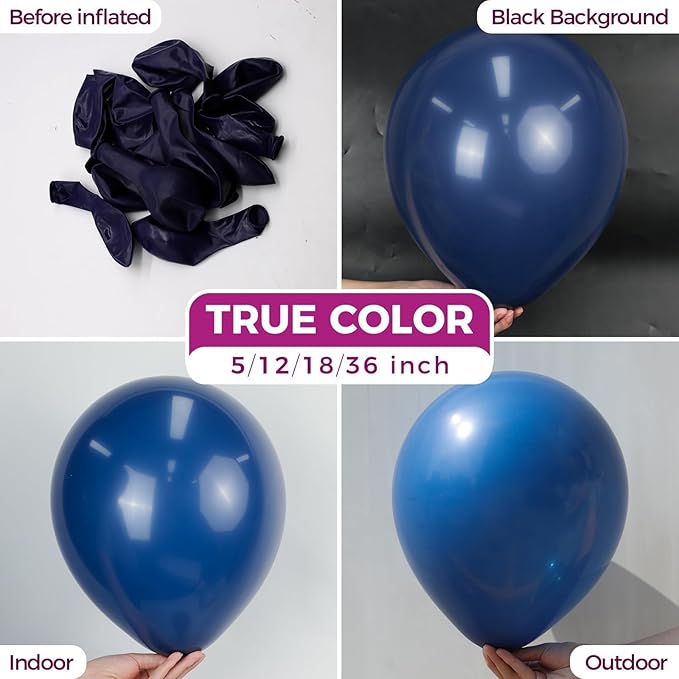 Bezente Navy Blue Giant Balloons 36 Inch - 8 Pack Jumbo Blue Large Round Dark Blue Latex Balloon for Bridal Shower Graduation Wedding Party Decorations