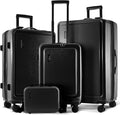 TRAVELARIM Hard Shell Luggage Sets with Spinner Wheels 4 Piece, Expandable Large Suitcases with TSA Lock, Travel Large Suitcase Set, Black Luggage Set