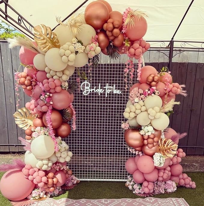 Dusty Pink Boho Blush Balloons, Metallic Rose Gold Retro Pink Ivory White Balloon, Nude Cream White Balloon and Confetti Balloons for Bridal Baby Shower Girls Birthday Wedding Decor Supply