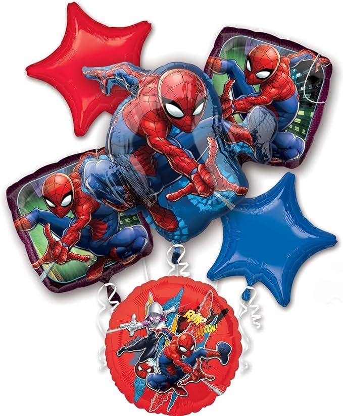 Anagram Spiderman Webbed Wonder Birthday Party Supplies 6 pc Balloon Bouquet Decorations