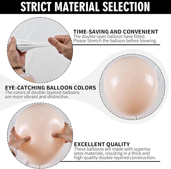 Double Stuffed Blush Balloons Different Sizes Cream Blush Pink Balloon Garland Arch Kit 18 12 10 5inch Pastel Peach Nude Helium Latex Balloons for Boho Birthday Wedding Bridal Shower Party Decorations