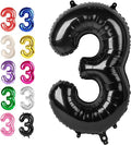 40 Inch Black 3 Large Number Balloon, 3 13 23 30 33 36 38 Black Birthday Party Decorations, Numbers Three Foil Balloons for Anniversary Graduations Celebration Supplies