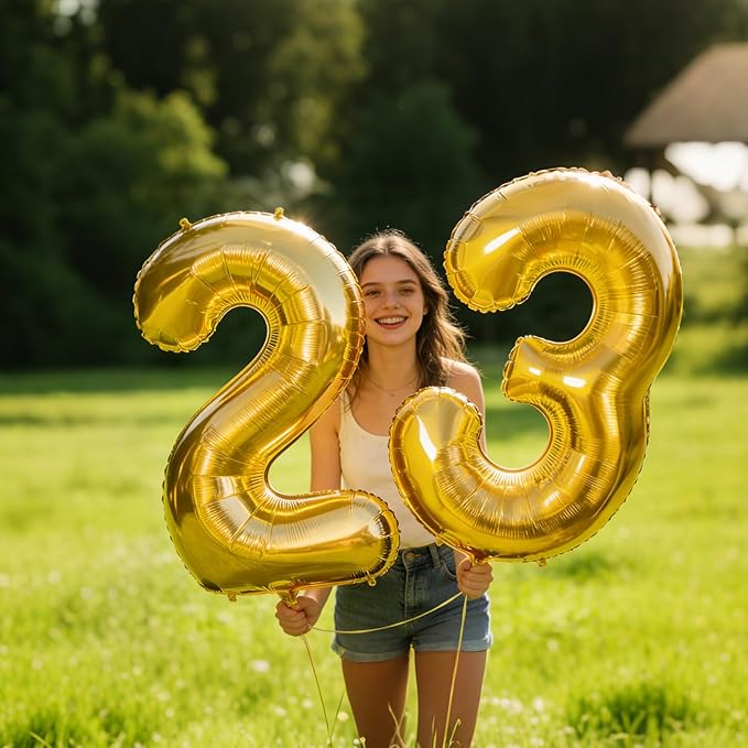 Smlpuame 40 inch Number Balloon 0-9 Gold Large Number 22 Balloons,Digital Balloons for Birthday Party Celebration Decorations Supplies, Helium Foil Number Balloons for Wedding Anniversary