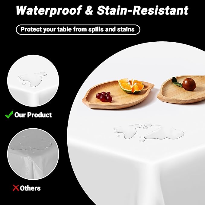 QZYL 12 Packs Disposable White Plastic Table Cloths, 54 X 108 Inches Dining Table Cloth, Plastic Tablecloths for Rectangle Tables, Quick Setup and Cleanup for Parties Picnic, Wedding and Outdoor