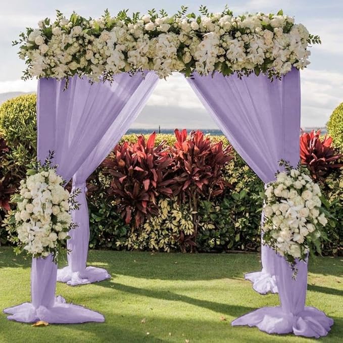 Wedding Arch Draping Fabric 30'' x 18FT Sheer Chiffon Arch Drape Backdrop 1 Panel Lilac Drape for Easter Bridal Shower Baby Shower Photo Booth Church Decor Birthday Party Outdoor Decoration