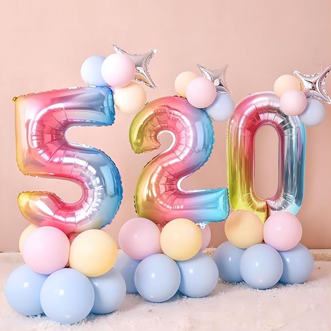 40 Inch Giant Rainbow Number 0 Balloons, Birthday Balloons, Helium Mylar Foil Big Number Balloons for Birthday Party Decorations, Kids' Birthday Anniversary Party Baby Shower Unicorn Parties