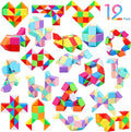 12 Pack Magic Snake Cube Fidget Toys for Kids - 24 Blocks Rainbow & Macaron Twist Puzzle, Party Favors, Classroom Prizes, Birthday Goodie Bag Fillers, Stress Relief Sensory Toys